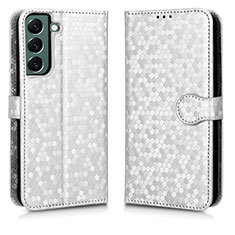 Funda de Cuero Cartera con Soporte Carcasa C01X para Samsung Galaxy S22 5G Plata