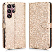 Funda de Cuero Cartera con Soporte Carcasa C01X para Samsung Galaxy S23 Ultra 5G Oro