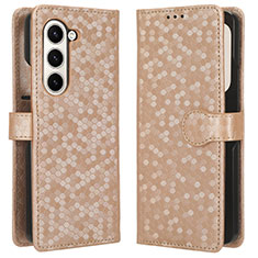 Funda de Cuero Cartera con Soporte Carcasa C01X para Samsung Galaxy Z Fold5 5G Oro