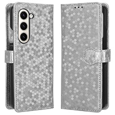 Funda de Cuero Cartera con Soporte Carcasa C01X para Samsung Galaxy Z Fold5 5G Plata