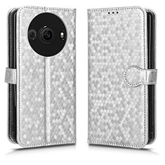 Funda de Cuero Cartera con Soporte Carcasa C01X para Sharp Aquos R8 Pro Plata