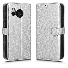 Funda de Cuero Cartera con Soporte Carcasa C01X para Sharp Aquos Sense8 Plata