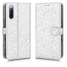 Funda de Cuero Cartera con Soporte Carcasa C01X para Sony Xperia 10 III Lite Plata