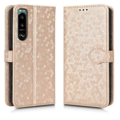 Funda de Cuero Cartera con Soporte Carcasa C01X para Sony Xperia 5 III Oro