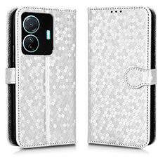 Funda de Cuero Cartera con Soporte Carcasa C01X para Vivo iQOO Z6 Pro 5G Plata