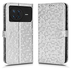 Funda de Cuero Cartera con Soporte Carcasa C01X para Vivo X Note Plata