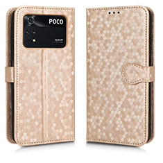 Funda de Cuero Cartera con Soporte Carcasa C01X para Xiaomi Poco M4 Pro 4G Oro