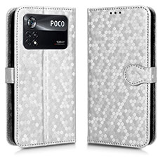 Funda de Cuero Cartera con Soporte Carcasa C01X para Xiaomi Poco X4 Pro 5G Plata