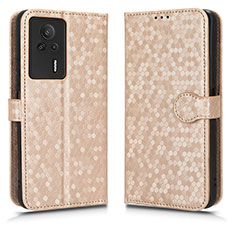 Funda de Cuero Cartera con Soporte Carcasa C01X para Xiaomi Redmi K60E 5G Oro