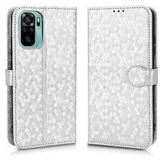 Funda de Cuero Cartera con Soporte Carcasa C01X para Xiaomi Redmi Note 10 4G Plata