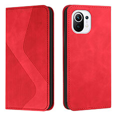 Funda de Cuero Cartera con Soporte Carcasa C02 para Xiaomi Mi 11 5G Rojo