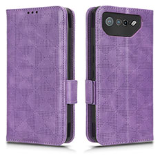 Funda de Cuero Cartera con Soporte Carcasa C02X para Asus ROG Phone 7 Morado