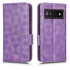 Funda de Cuero Cartera con Soporte Carcasa C02X para Google Pixel 6a 5G Morado