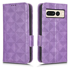 Funda de Cuero Cartera con Soporte Carcasa C02X para Google Pixel 7 Pro 5G Morado