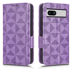 Funda de Cuero Cartera con Soporte Carcasa C02X para Google Pixel 7a 5G Morado