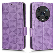 Funda de Cuero Cartera con Soporte Carcasa C02X para Huawei Honor Magic4 Pro 5G Morado