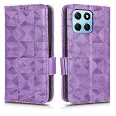 Funda de Cuero Cartera con Soporte Carcasa C02X para Huawei Honor X6 5G Morado