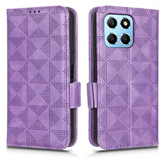 Funda de Cuero Cartera con Soporte Carcasa C02X para Huawei Honor X6 Morado