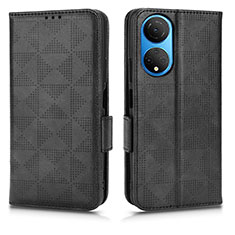 Funda de Cuero Cartera con Soporte Carcasa C02X para Huawei Honor X7 Negro