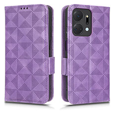 Funda de Cuero Cartera con Soporte Carcasa C02X para Huawei Honor X7a Morado