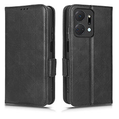 Funda de Cuero Cartera con Soporte Carcasa C02X para Huawei Honor X7a Negro