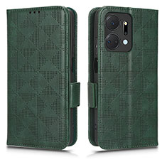 Funda de Cuero Cartera con Soporte Carcasa C02X para Huawei Honor X7a Verde