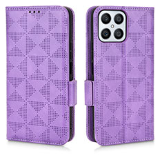 Funda de Cuero Cartera con Soporte Carcasa C02X para Huawei Honor X8 4G Morado