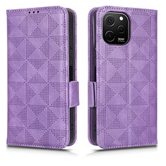 Funda de Cuero Cartera con Soporte Carcasa C02X para Huawei Nova Y61 Morado