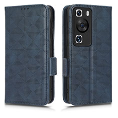 Funda de Cuero Cartera con Soporte Carcasa C02X para Huawei P60 Azul