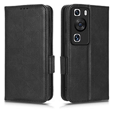 Funda de Cuero Cartera con Soporte Carcasa C02X para Huawei P60 Pro Negro