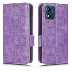 Funda de Cuero Cartera con Soporte Carcasa C02X para Motorola Moto E13 Morado