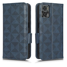 Funda de Cuero Cartera con Soporte Carcasa C02X para Motorola Moto E22 Azul