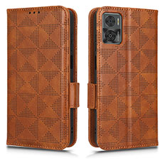 Funda de Cuero Cartera con Soporte Carcasa C02X para Motorola Moto E22 Marron