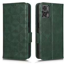 Funda de Cuero Cartera con Soporte Carcasa C02X para Motorola Moto E22 Verde