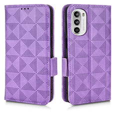 Funda de Cuero Cartera con Soporte Carcasa C02X para Motorola Moto Edge (2022) 5G Morado