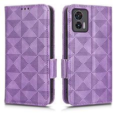 Funda de Cuero Cartera con Soporte Carcasa C02X para Motorola Moto Edge 30 Lite 5G Morado