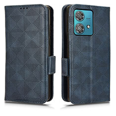 Funda de Cuero Cartera con Soporte Carcasa C02X para Motorola Moto Edge 40 Neo 5G Azul