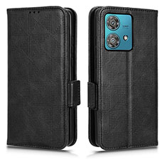 Funda de Cuero Cartera con Soporte Carcasa C02X para Motorola Moto Edge 40 Neo 5G Negro