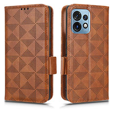 Funda de Cuero Cartera con Soporte Carcasa C02X para Motorola Moto Edge 40 Pro 5G Marron