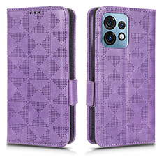 Funda de Cuero Cartera con Soporte Carcasa C02X para Motorola Moto Edge 40 Pro 5G Morado