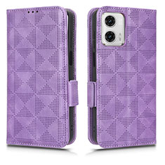 Funda de Cuero Cartera con Soporte Carcasa C02X para Motorola Moto G53y 5G Morado