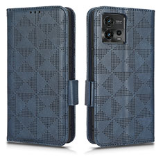 Funda de Cuero Cartera con Soporte Carcasa C02X para Motorola Moto G72 Azul