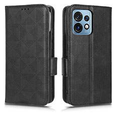 Funda de Cuero Cartera con Soporte Carcasa C02X para Motorola Moto X40 5G Negro