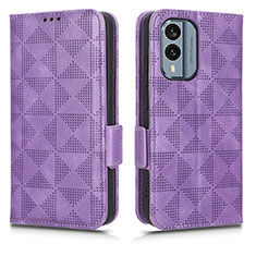 Funda de Cuero Cartera con Soporte Carcasa C02X para Nokia X30 5G Morado