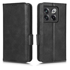 Funda de Cuero Cartera con Soporte Carcasa C02X para OnePlus 10T 5G Negro