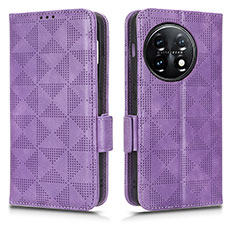 Funda de Cuero Cartera con Soporte Carcasa C02X para OnePlus 11 5G Morado