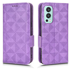 Funda de Cuero Cartera con Soporte Carcasa C02X para OnePlus Nord 2 5G Morado