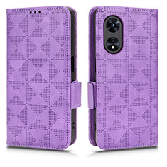 Funda de Cuero Cartera con Soporte Carcasa C02X para Oppo A1 5G Morado