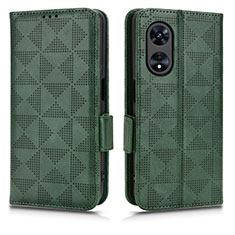 Funda de Cuero Cartera con Soporte Carcasa C02X para Oppo A58 4G Verde