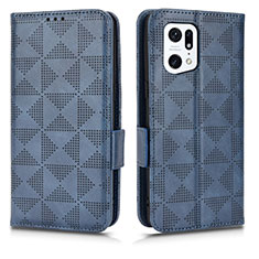 Funda de Cuero Cartera con Soporte Carcasa C02X para Oppo Find X5 Pro 5G Azul